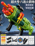 Kids' military green rocket launcher toy - 8 round magazine, military model toy mortar with barrel, birthday gift