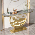 Wall-mounted console table for entryway, home, hallway, with led light strip, rock slab top, new style living room console cabinet for hallway end