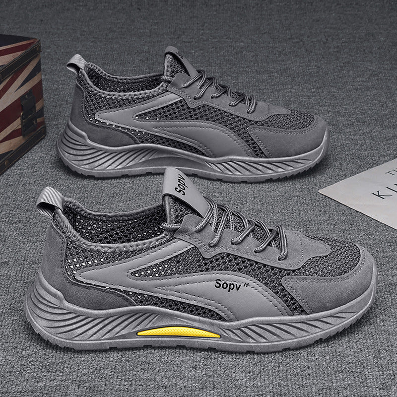 Men's winter breathable mesh lightweight hollow-out running casual sports shoes for work, business, and labor protection - trendy footwear