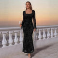 dopamine  autumn new arrival: high-end, elegant, and effortless long-sleeve mesh maxi dress
