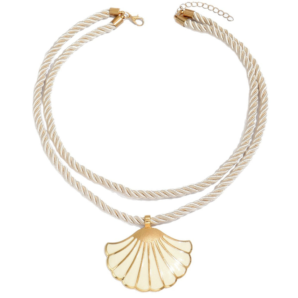 Wholesale seashell necklaces - european & american cross-border jewelry, enamel pendants, unique design, multi-layer braided cord necklaces