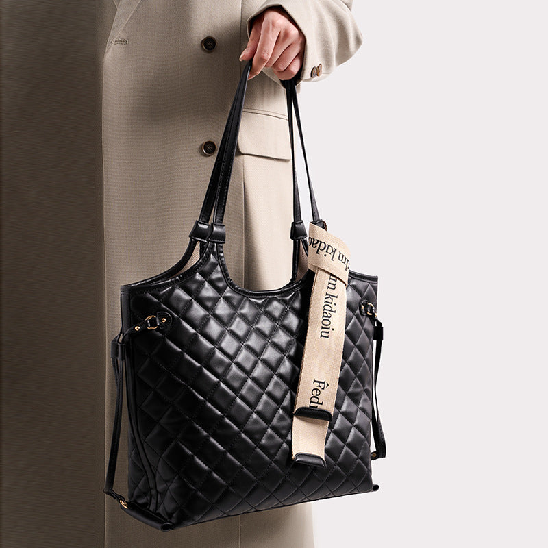 2025 new fashion diamond quilted large capacity tote bag - trendy, versatile, and perfect for commuting. a chic shoulder bag/underarm bag for women