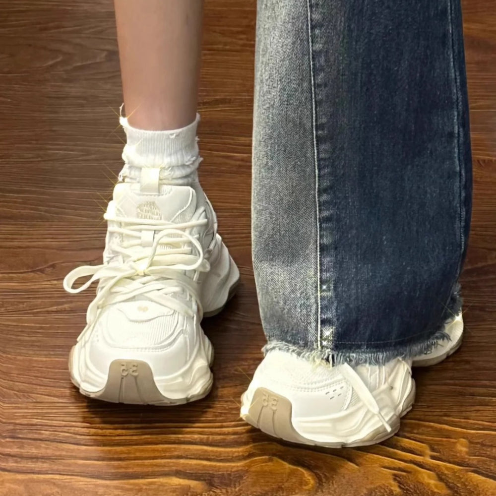 Best selling shoes women's dad shoes thick sole height increasing 2026 spring and summer new ins trendy cool casual sports white shoes