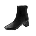 Martin boots women's 2024 new women's boots winter fashion square toe back zipper short boots women's thick heel mid heel boots women