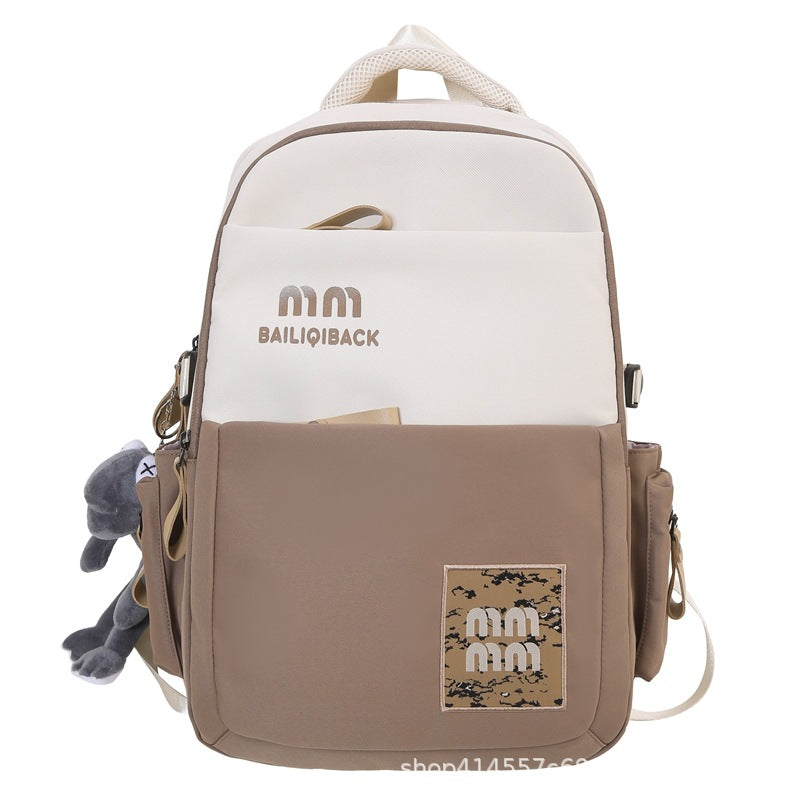 2025 new casual large capacity backpack for middle school, high school, and college students - women's double shoulder bag, men's color block large backpack