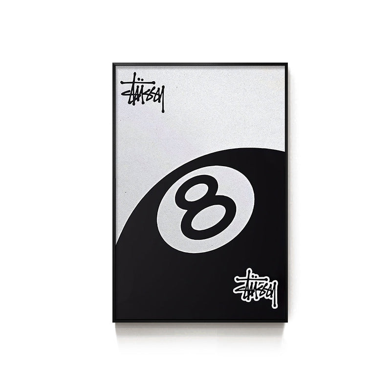 Black eight-ball billiard hall hanging picture billiard room club wall decoration painting creative graffiti trend chess and card club painting