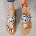 Export  summer flat beach sandals women's european and american rhinestone simple lightweight casual buckle plus size flip-flops