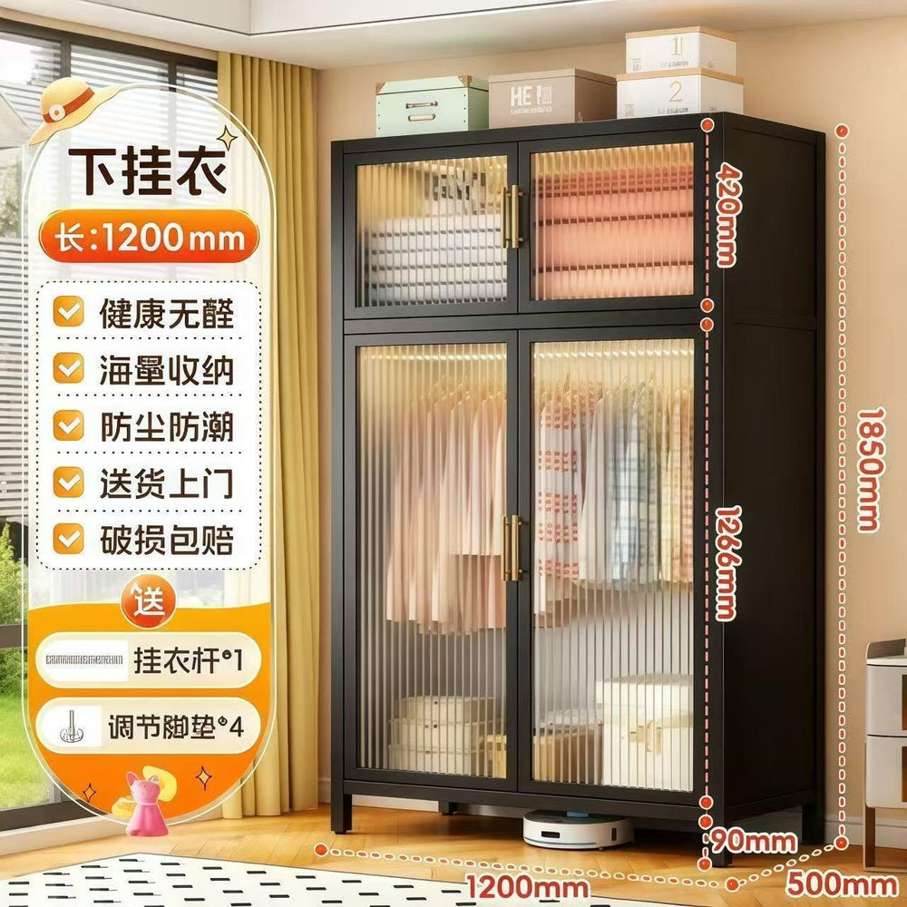 Large capacity steel wardrobe bedroom for home wardrobe rental metal floor standing clothes rack simple assembly storage cabinet