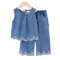 Kids clothing cross-border exportfall and winternew arrival children's blue vest + pants baby children's clothing