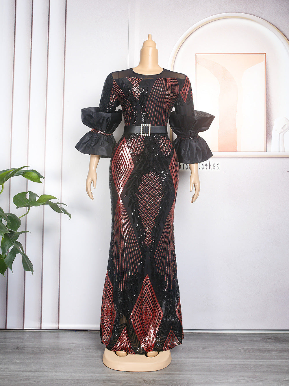 Aliexpress  fashionexportbest sellingsequindress african plus size women's clothing mop dress long skirt