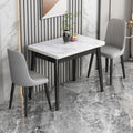 Foldable rock slab dining table - space-saving extendable solid wood dining set for small apartments - italian minimalist style