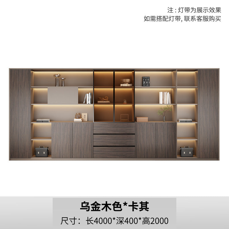 New chinoiserie office file cabinet wooden bookcase boss table background cabinet wall-mounted floor-standing five or six-door cabinetaccessible luxury