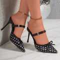 summer new polka dot pointed-toe high heel women's shoes - bow-tie closed-toe stiletto heel sandals & slippers - cross-border e-commerce