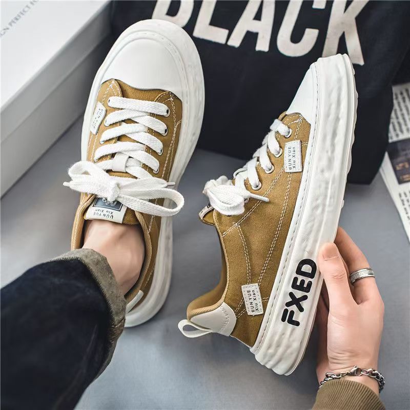 Canvas men's winter breathable casual low-top flat shoes - student trendy versatile athletic design niche canvas shoes