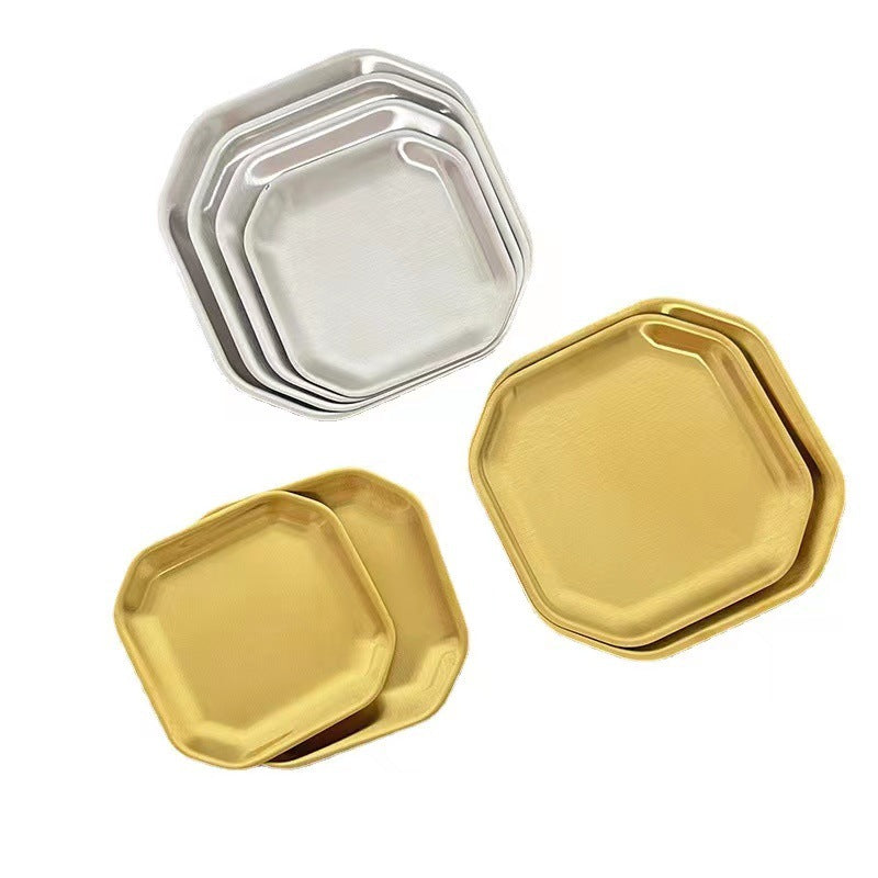 304 korean stainless steel plate golden dessert plate bone spitting square snack plate creative cold dish plate kimchi plate
