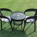 Balcony table and chair courtyard rattan chair three-piece outdoor chair rattan thickened elderly backrest casual outdoor table and chair