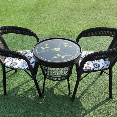 Balcony table and chair courtyard rattan chair three-piece outdoor chair rattan thickened elderly backrest casual outdoor table and chair