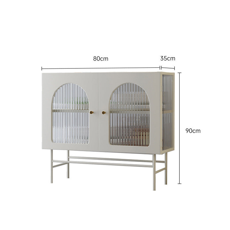 Nordic wrought iron dining side cabinet living room simple light luxury glass tea cabinet wine cabinet storage display storage cabinet