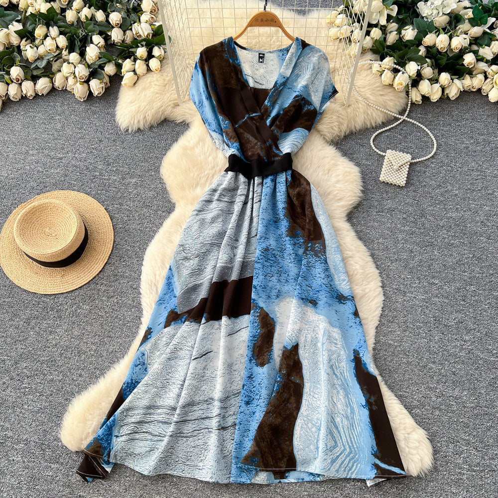 Korean style commute-friendly sleeveless printed dress - women's spring new arrival, high-waisted, a-line maxi dress with a touch of luxury and unique design