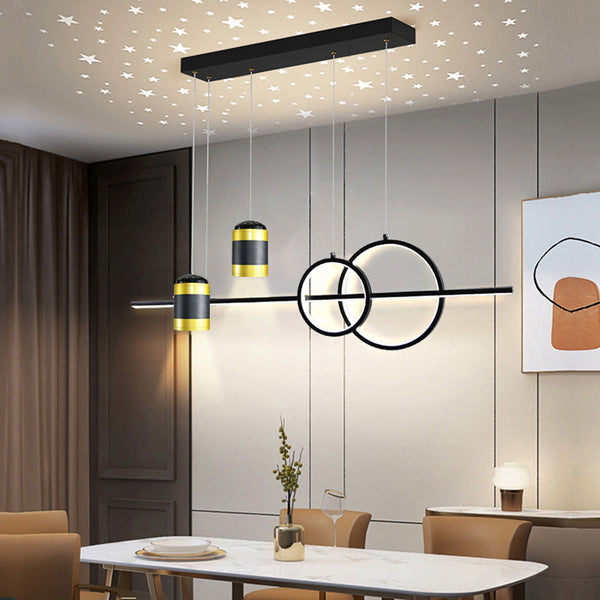 Restaurant chandelier light luxury lighting modern simple dining room dining table bar table Nordic minimalist long wrought iron star chandelier