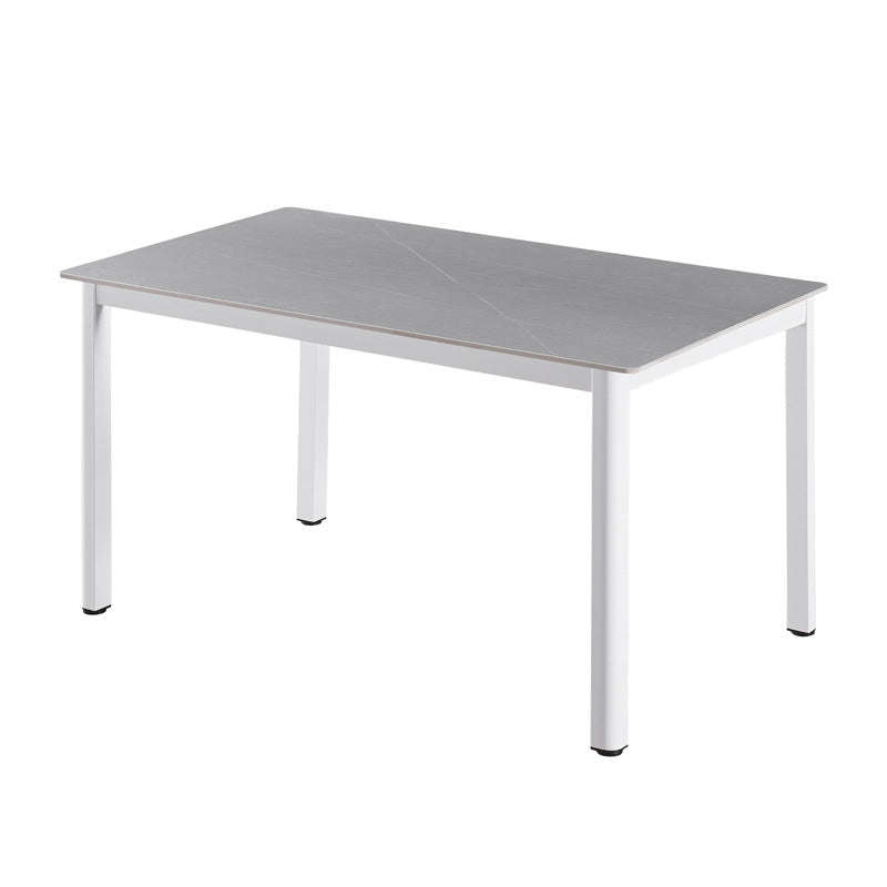 Modern minimalist sintered stone dining table, rectangular dining table for home use, small apartment minimalist dining table with fan-shaped legs