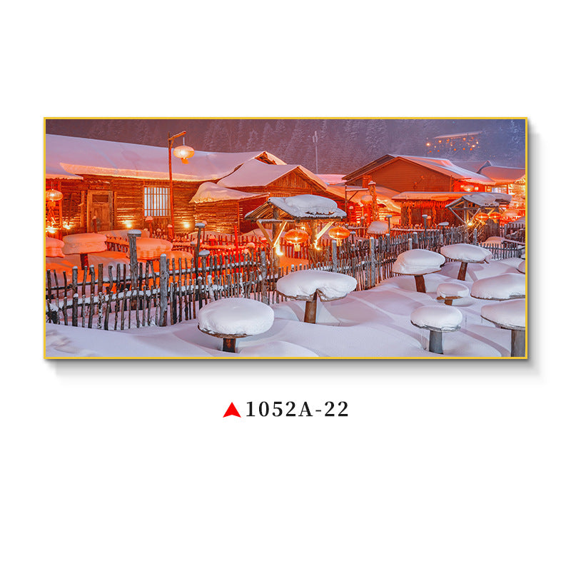 Northeast snow landscape decorative painting rural folk landscape wall painting iron pot stew restaurant farmyard light box hotel hanging painting