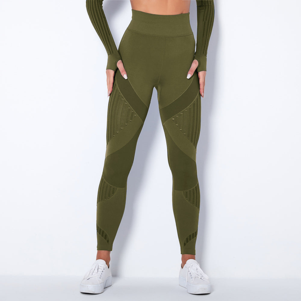 In stock! fashion cross-border seamless knittingsexystripes moisture-wicking yoga pants sports running fitness pants for women