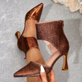 Pointed-toe high heel cutout sandals brown women's shoes stiletto heel pointed toe pumps fashionable party european and american style commuter shoes