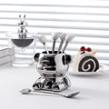 Ceramic bear stainless steel fruit fork set - stylish fruit picks, home use, light luxury forks and spoons, wholesale fruit forks