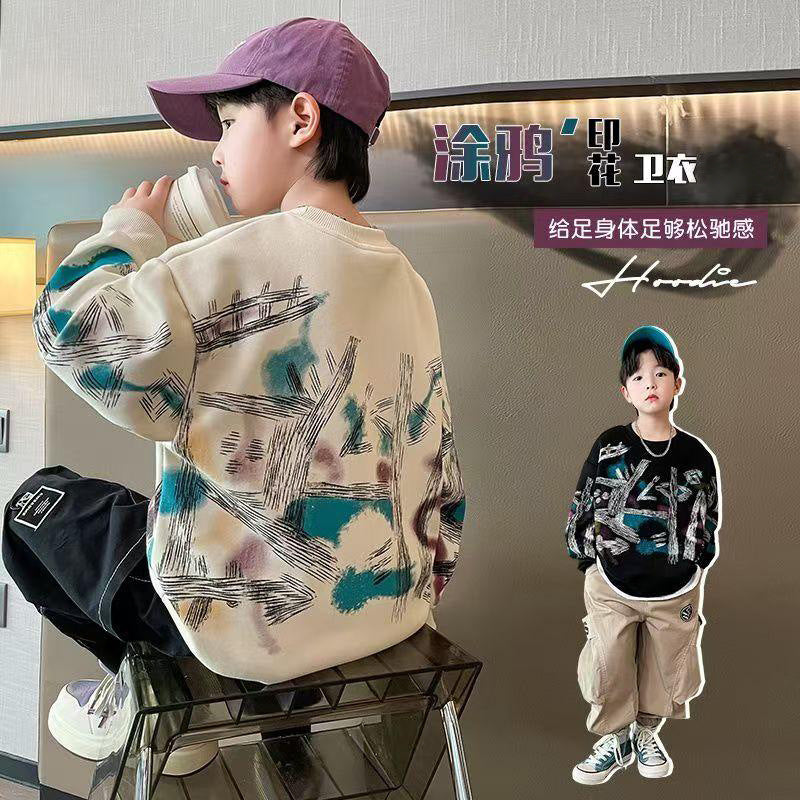 Spring autumlong sleevest-shirt boys new arrival youth student handsome casualsweatshirt men's big children's clothingtops