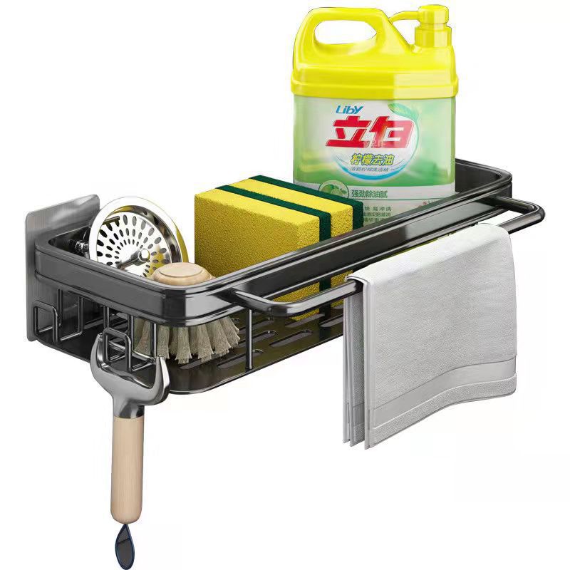 rag rack, kitchen storage rack, shelf, wall-mounted seasoning rack, household sink, sponge drain basket, sink artifact