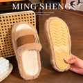 Trendy fuzzy slippers for women - 2025 autumn/winter new arrivals: french chic, sweet & cozy, plush-lined, thick-soled cotton slippers