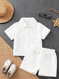 Baby boy casual turn-down collar textured fabric outfit set
