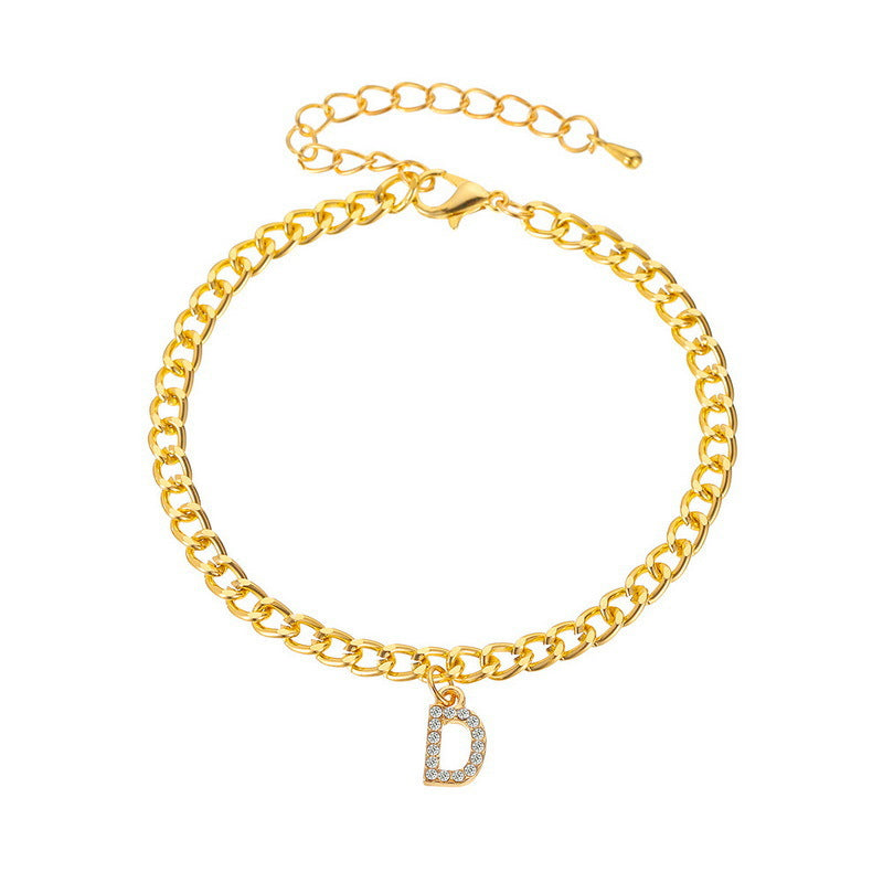 fashion anklet casualeasiest for match shiny diamond big english letter anklet fashiontrendy anklet