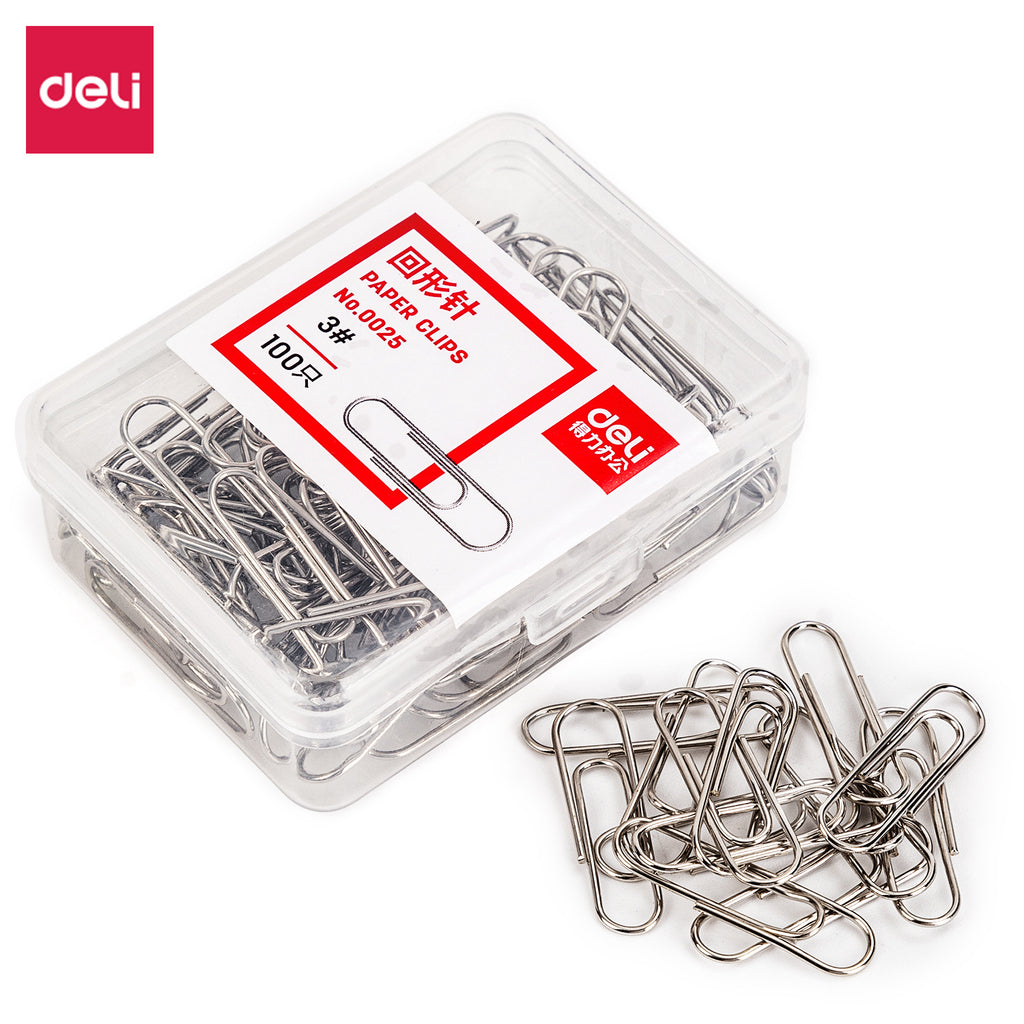 Deli/Deli Paper Clips 0025 Plastic Box, Paper Clips 100 Paper Clips, Office Cultural Goods