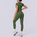 fashion seamless knittingpure color tight breathable long yoga suit sports running fitness two-piece set