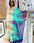 supply of african women's chiffon digital printing abaya + loose pants suit