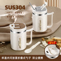 304 stainless steel mug with lid - stylish coffee cup for men and women, tea mug, dorm room water cup with straw and spoon
