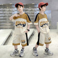 Boys'  summer new design short-sleeve t-shirt set - trendy printed loose-fit athletic casual outfit