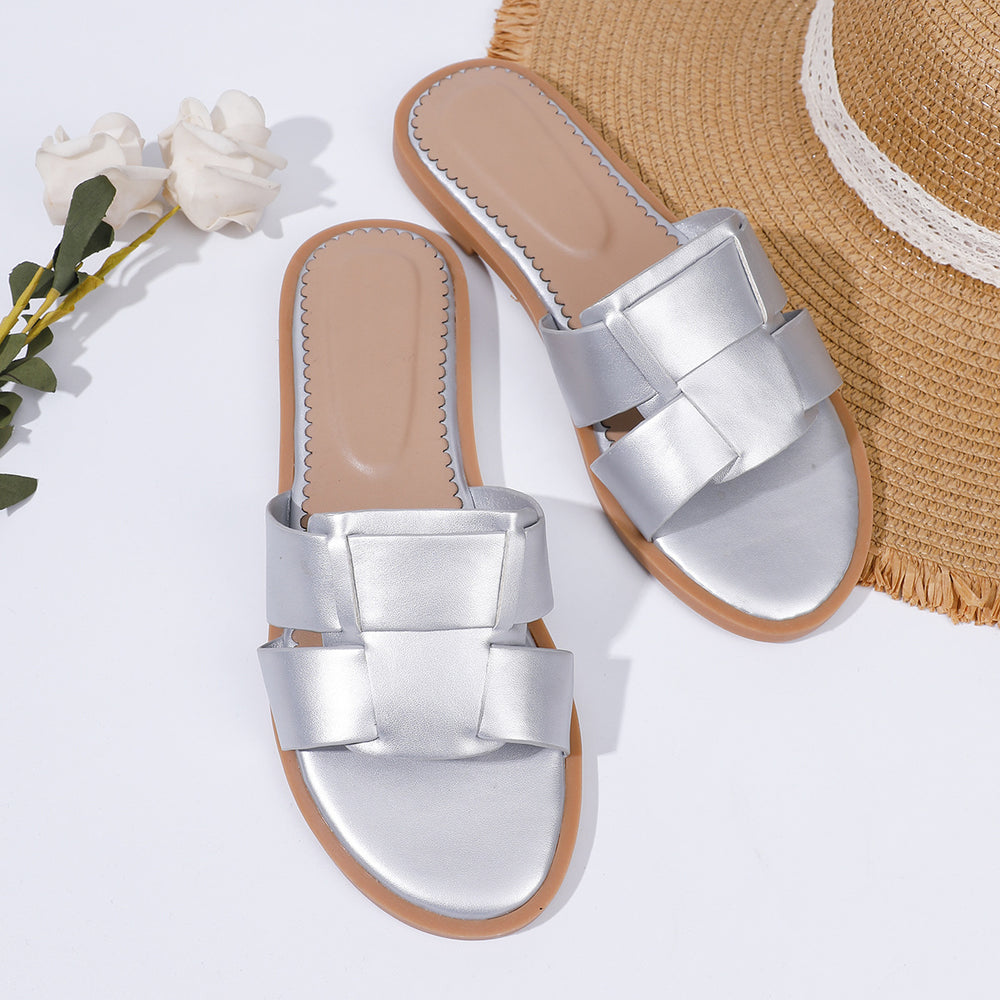 Exportplus sizenew arrival one-piece strap sandals flatsnon-slipcasual can be worn outside lazy shoes flatscasual one-piece