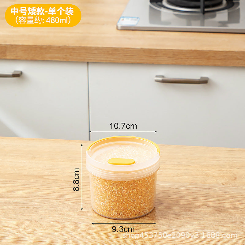 Kitchen Refrigerator Grains Plastic Sealed Jar Transparent Multifunctional Desktop Sundries Round Storage Box with Lid
