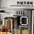 Kitchen wall-mounted organizer rack for oil, salt, sauce, vinegar, and condiments - multi-functional, punch-free, home storage