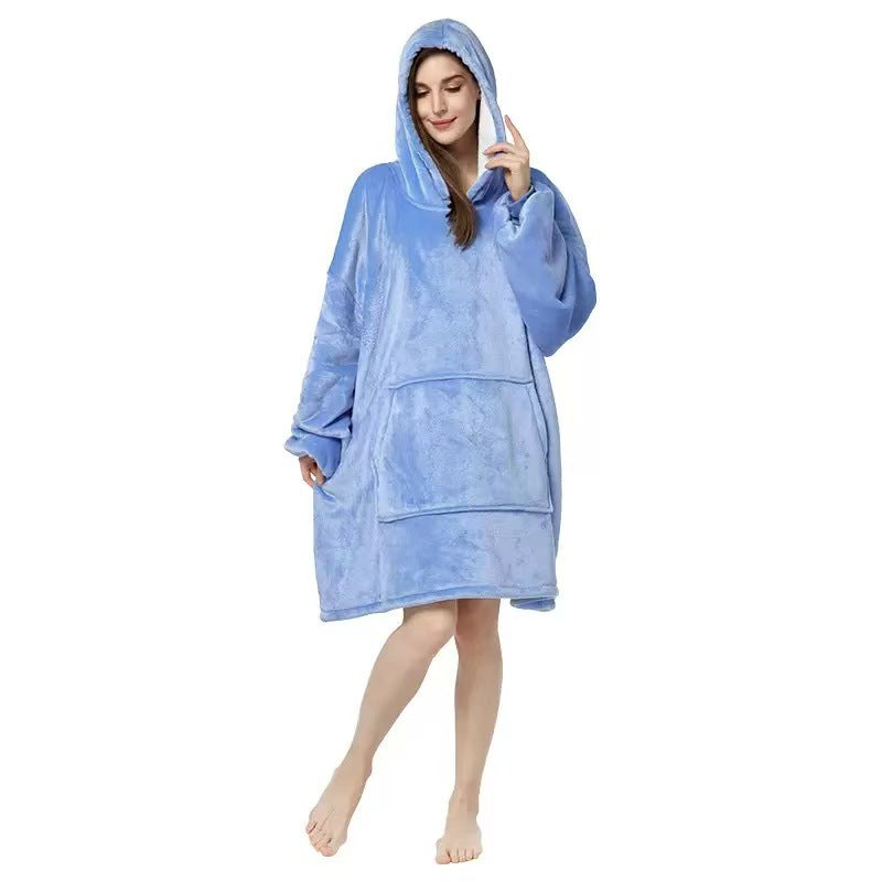 Thickened robe lazy clothes pullover fleece hooded tv blanket outdoor cold weather clothes lazy pajamas wholesale