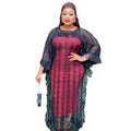 Fashion cross-border foreign trade  mesh patchwork dress african plus size women's suspender skirt two-piece setin stock