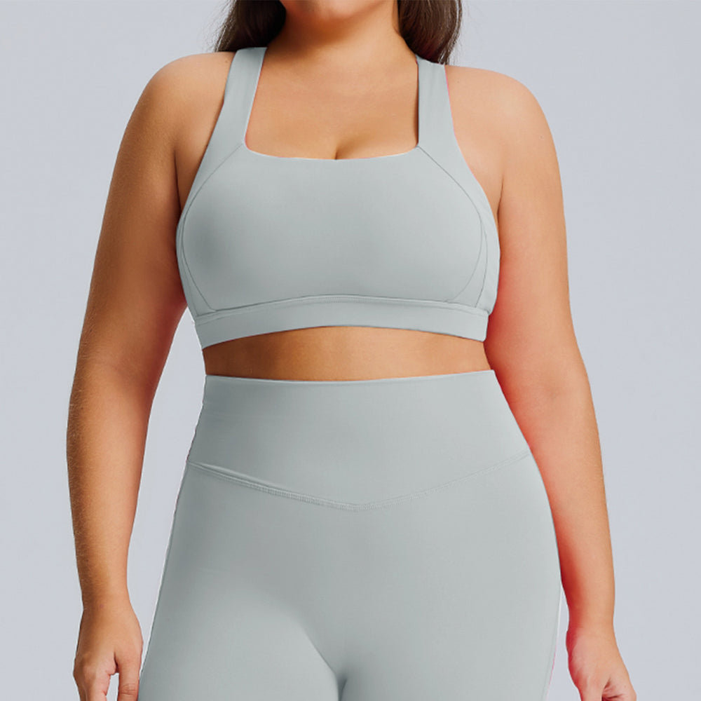 new plus size sports bra - push-up, shockproof, women's activewear bra for outdoor running, fitness, and yoga