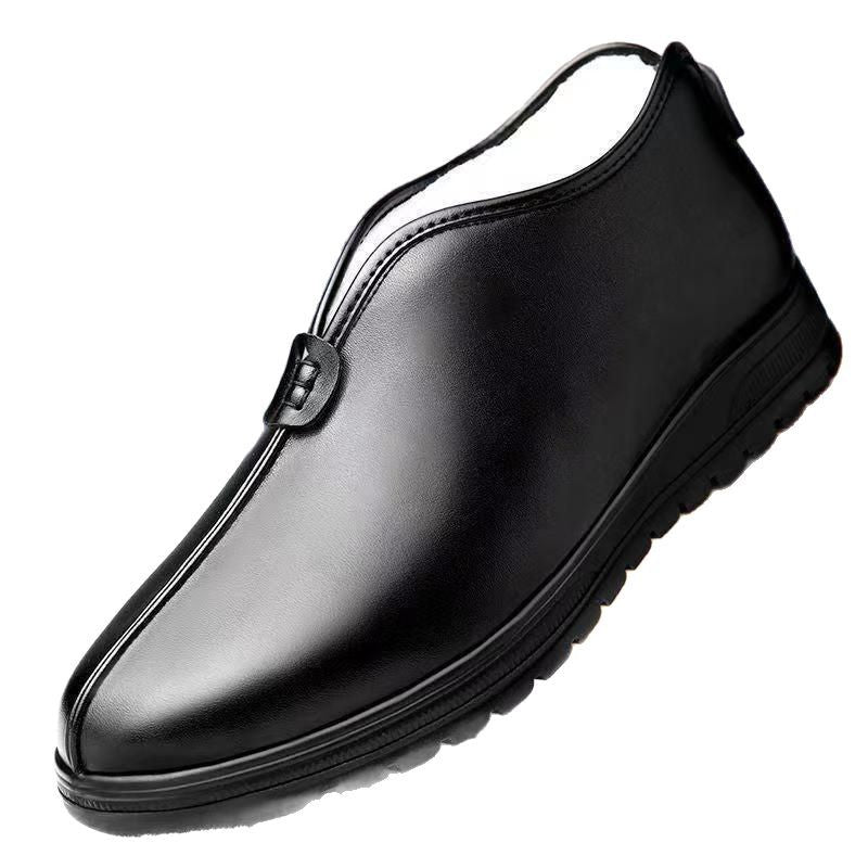 Men's winter warm cotton shoes - fleece lined, non-slip, casual high-top cotton shoes for men, elderly cotton shoes, men's leather cotton shoes for seniors