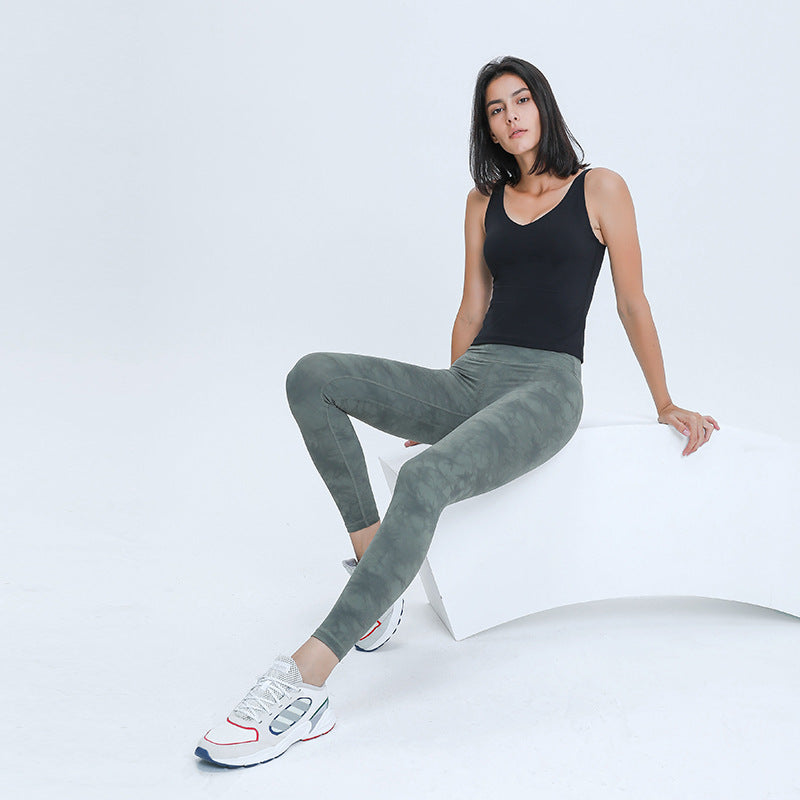 Spring/summer v-neck long yoga tank top for women - u-back, skin-friendly, nude feel, slimming yoga top dt039