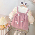 Kids cute dressspringnew arrivalfashion style korean version little girl outwearfake two-piece suspender patchwork skirt