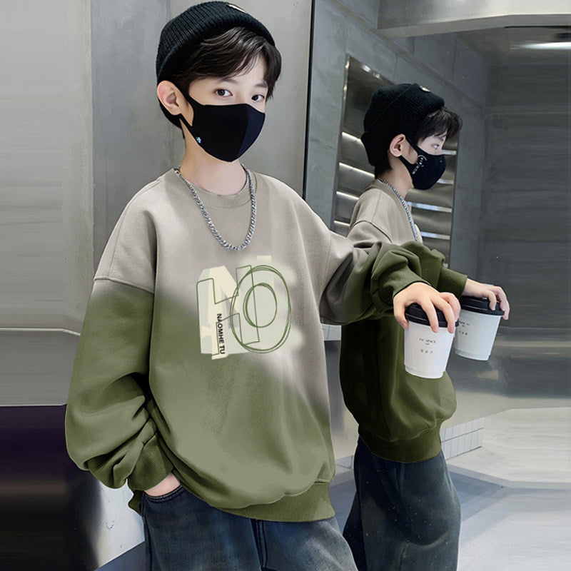 new boys' long-sleeve t-shirt - spring/autumn collection - versatile top for boys (sizes for mid-to-large children) - trendy spring tee