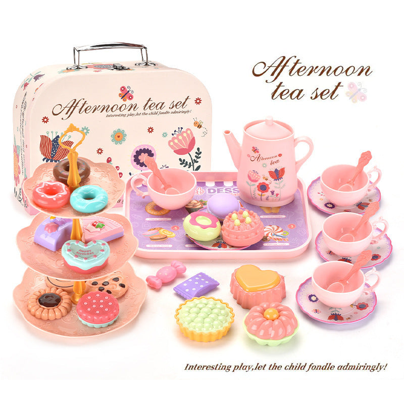 Cross-border export girl play house afternoon tea tea set simulation dessert cake coffee coffee break portable gift box